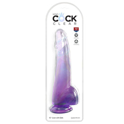 King Cock Clear 10'' Cock with Balls - Purple