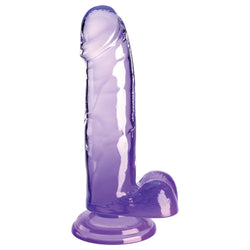 King Cock Clear 7'' Cock with Balls - Purple