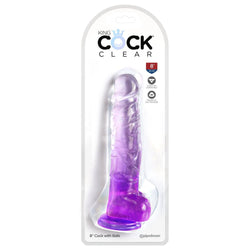 King Cock Clear 8'' Cock with Balls - Purple