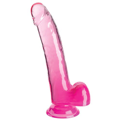 King Cock Clear 9'' Cock with Balls - Pink