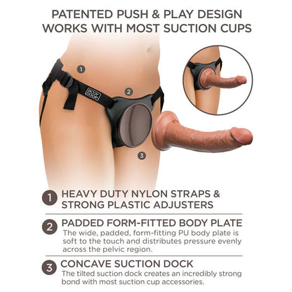 King Cock Elite Comfy Silicone Body Dock Kit - Body Dock Strap - On Harness with Tan 17.8 cm Dong