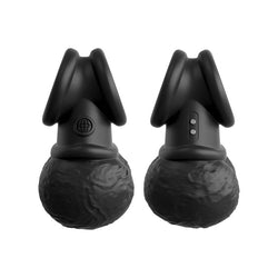 King Cock Elite The Crown Jewels Vibrating Silicone Balls - Black USB Rechargeable Vibrating Cock Ring