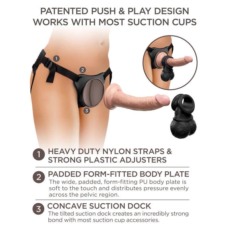 King Cock Elite Ultimate Vibrating Silicone Body Dock Kit - Body Dock Strap-On Harness with 17.8 cm Vibrating Dong & Vibrating Balls