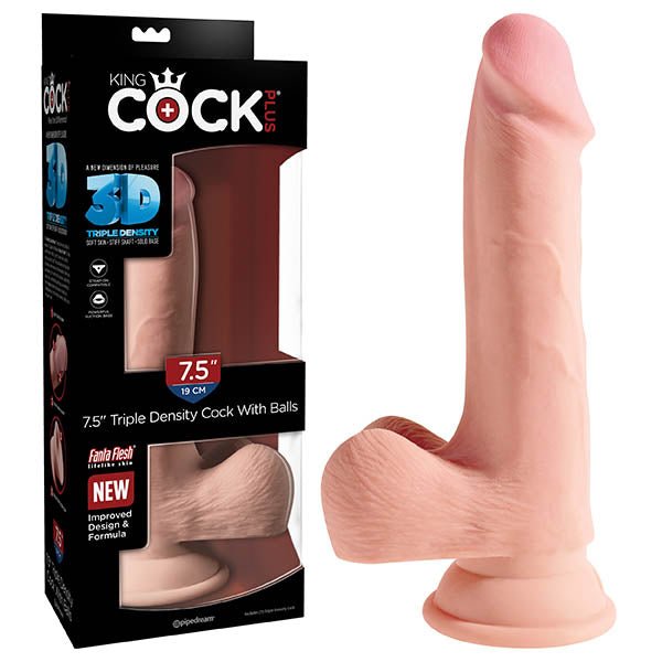 King Cock Plus 7.5'' Triple Density Cock with Balls - Flesh 19 cm Dong