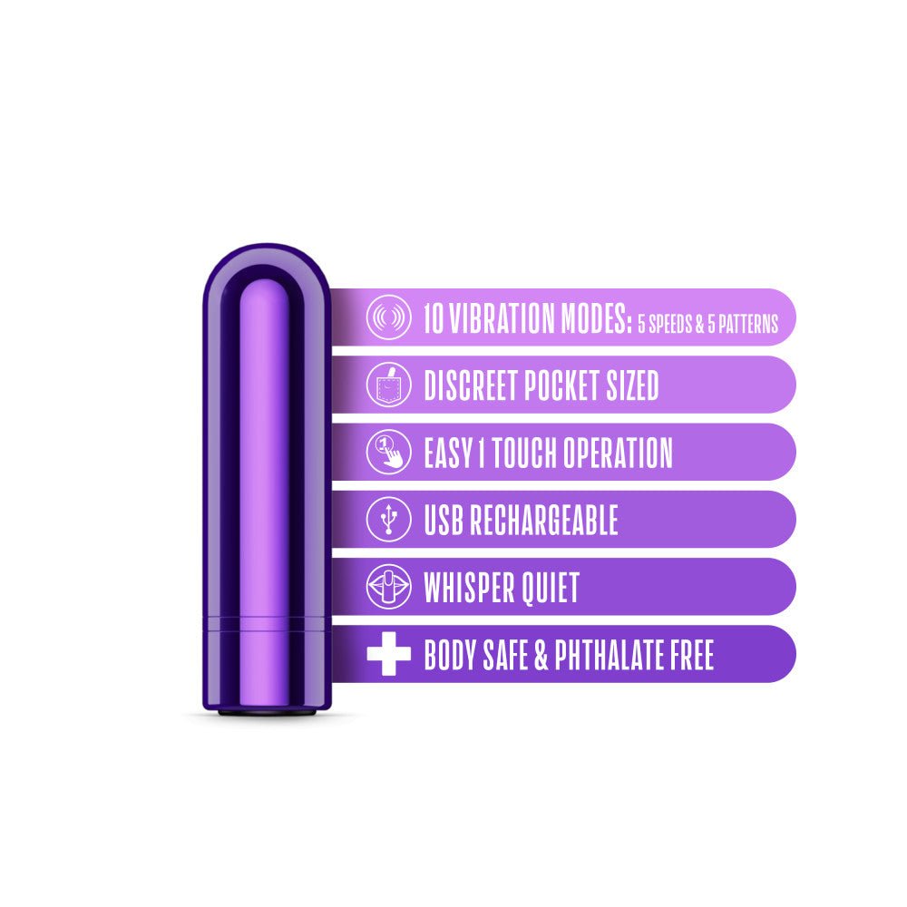 Kool Vibes - USB Rechargeable Mini Bullet - Grape Purple 6.4 cm