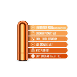 Kool Vibes - USB Rechargeable Mini Bullet - Tangerine - Orange 6.4 cm