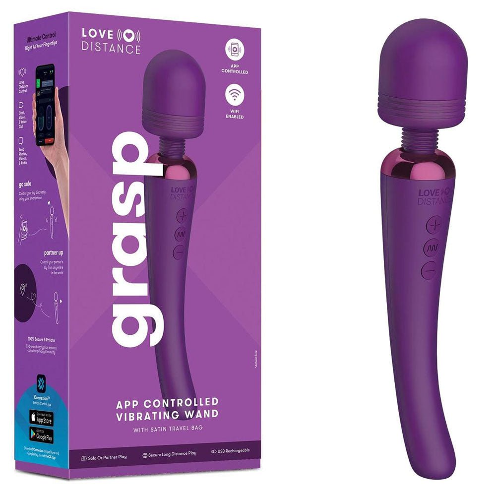 Love Distance GRASP Purple 22.9 cm Massager Wand with App Control