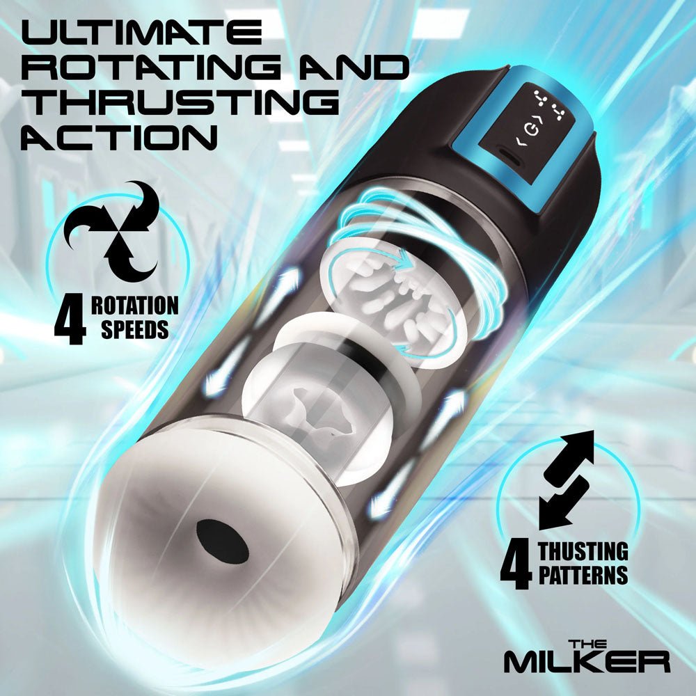 LoveBotz The Milker Roto - Stroke - USB Rechargeable Thrusting & Rotating Male Masturbator