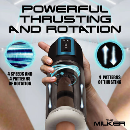 LoveBotz The Milker Roto - Stroke - USB Rechargeable Thrusting & Rotating Male Masturbator