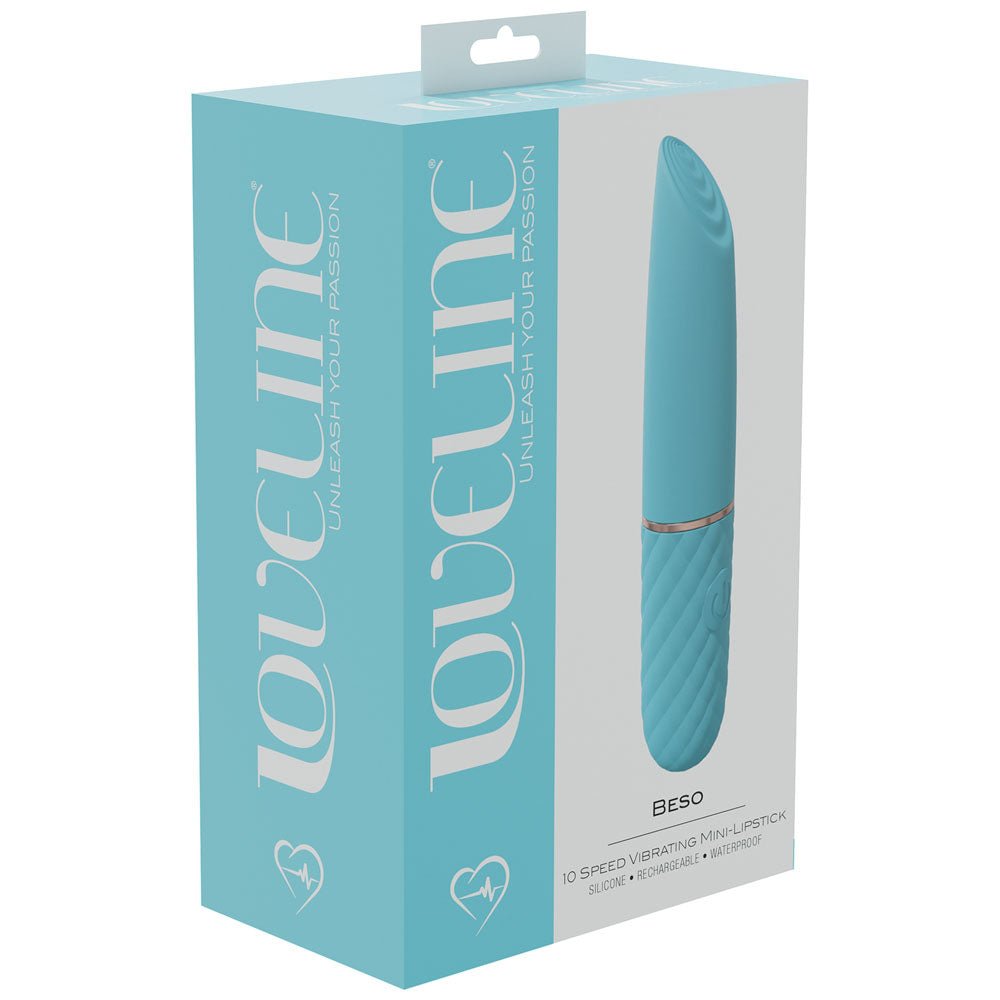 LOVELINE Beso Blue 10.6 cm USB Rechargeable Mini Lipstick Vibrator