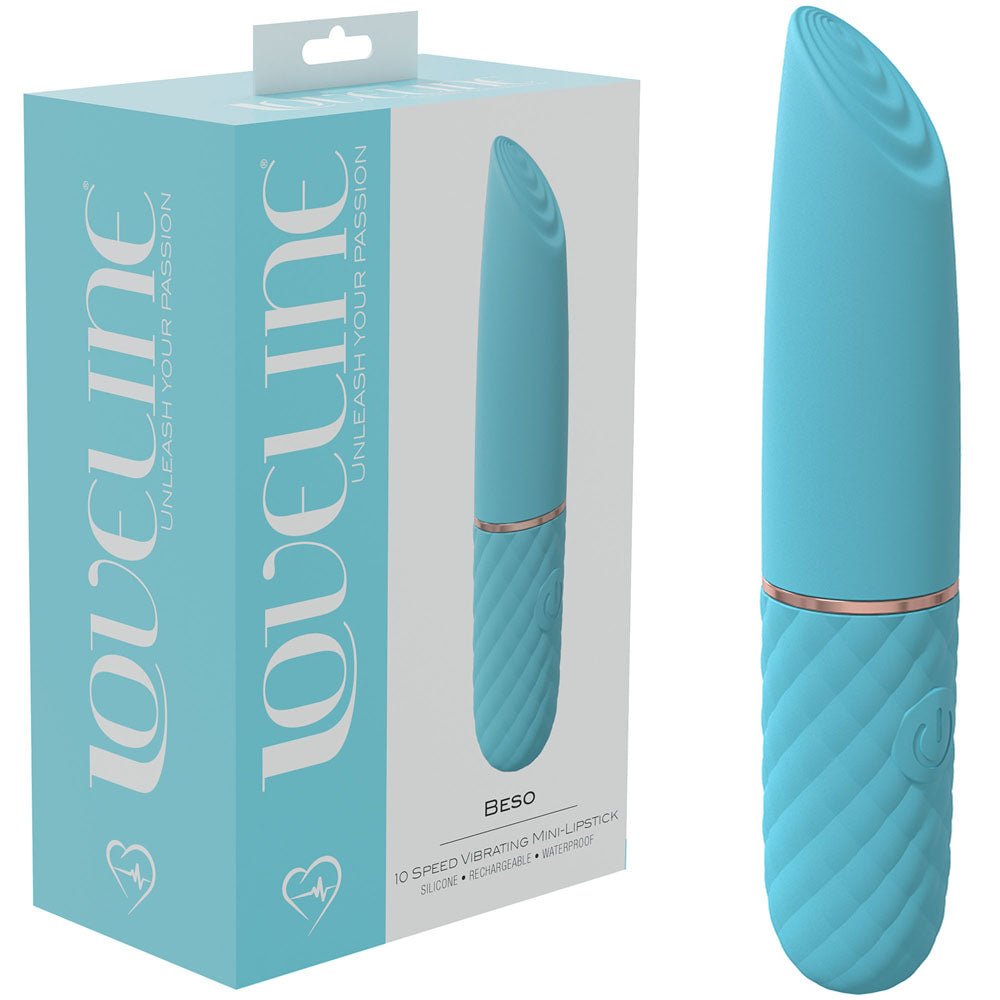 LOVELINE Beso Blue 10.6 cm USB Rechargeable Mini Lipstick Vibrator