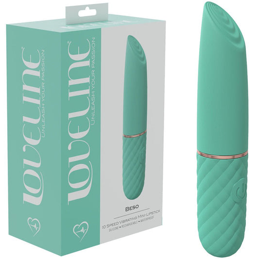 LOVELINE Beso Green 10.6 cm USB Rechargeable Mini Lipstick Vibrator