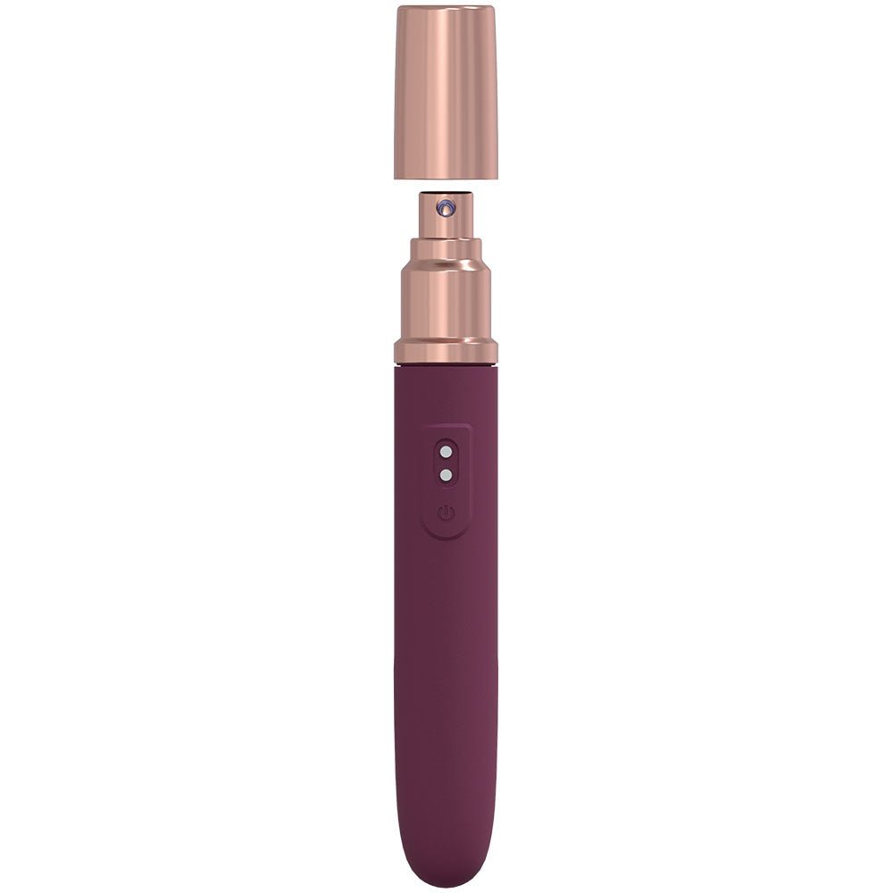 LOVELINE The Traveler Burgundy 17.6 cm USB Rechargeable Vibrator with Lube Applicator