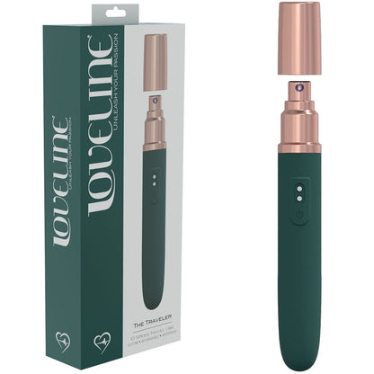 LOVELINE The Traveler Green 17.6 cm USB Rechargeable Vibrator with Lube Applicator