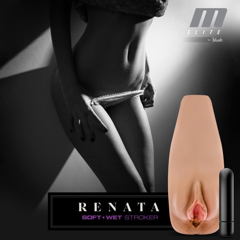 M Elite Soft and Wet - Renata - Tan Vibrating Vagina Stroker