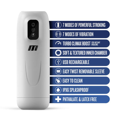 M For Men Robo - Bator - White USB Rechargeable Vibrating Auto Stroker