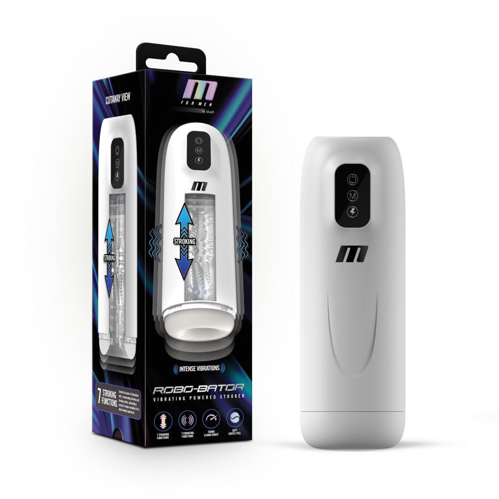 M For Men Robo - Bator - White USB Rechargeable Vibrating Auto Stroker