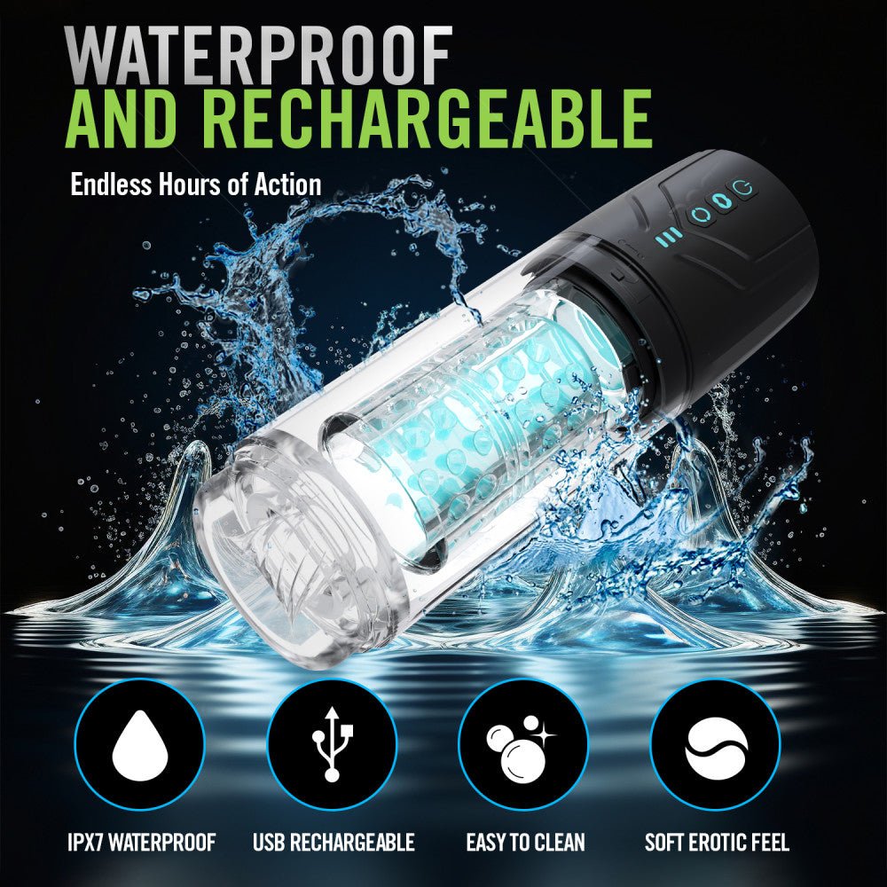 M For Men - Whirlwind Pro - Clear USB Rechargeable Rotating & Sucking Auto Stroker