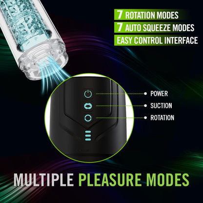 M For Men - Whirlwind Pro - Clear USB Rechargeable Rotating & Sucking Auto Stroker