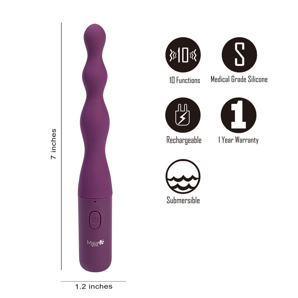 Maia DANI Purple 17.8 cm USB Rechargeable Beaded Vibrator