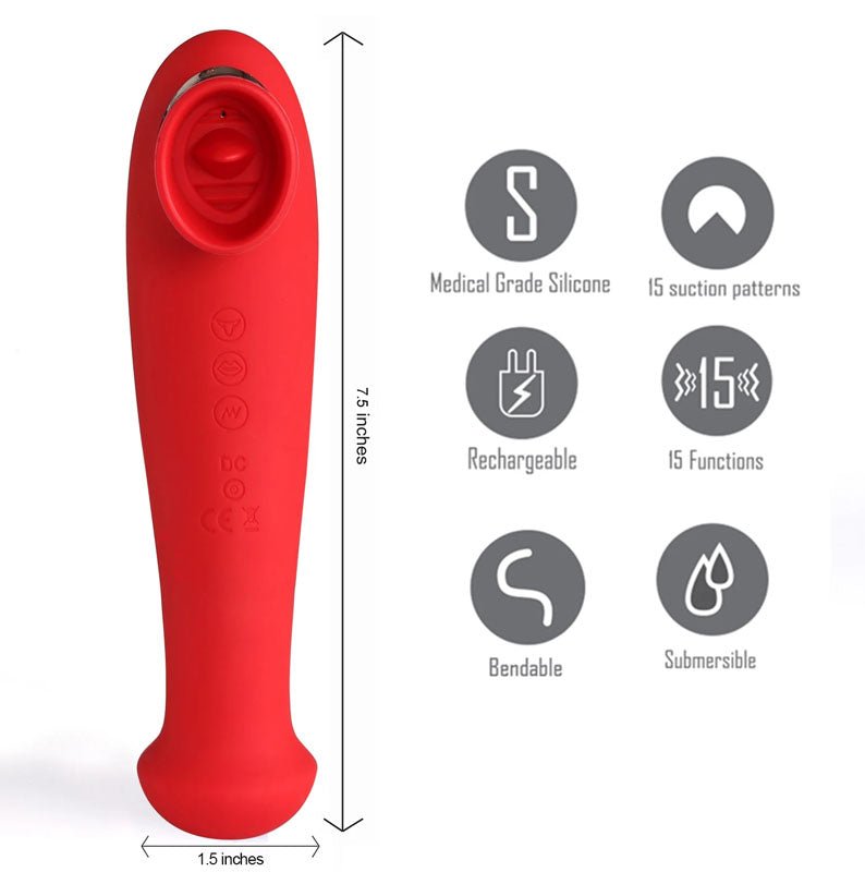 Maia Destiny - USB Rechargeable Suction Fluttering Tongue Vibrator Wand