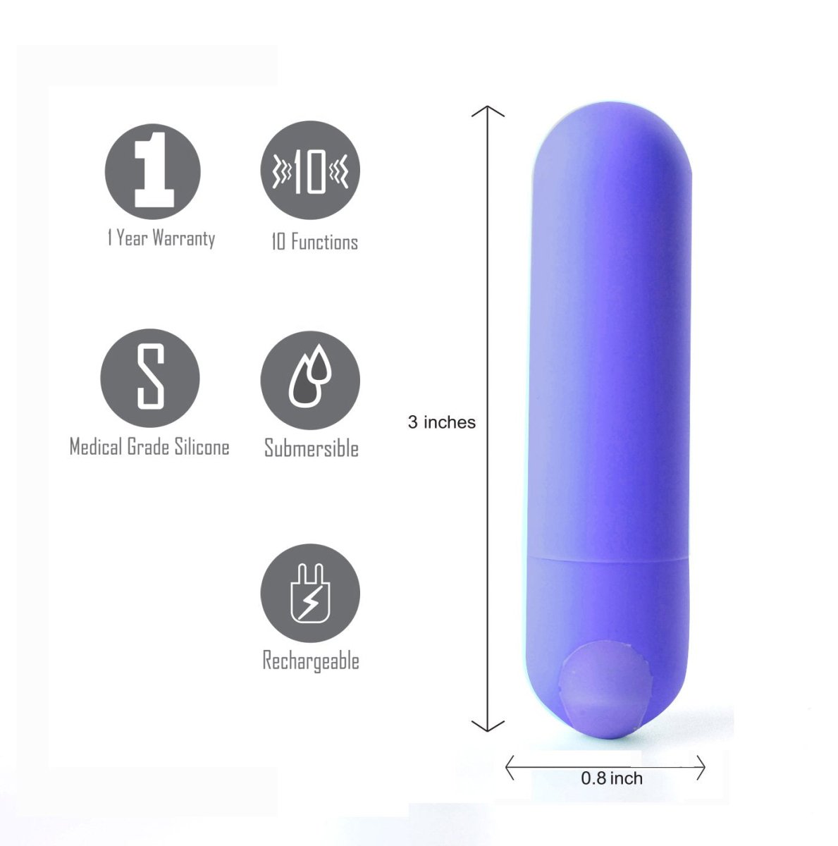 Maia Jessi - Blue 7.6 cm USB Rechargeable Bullet