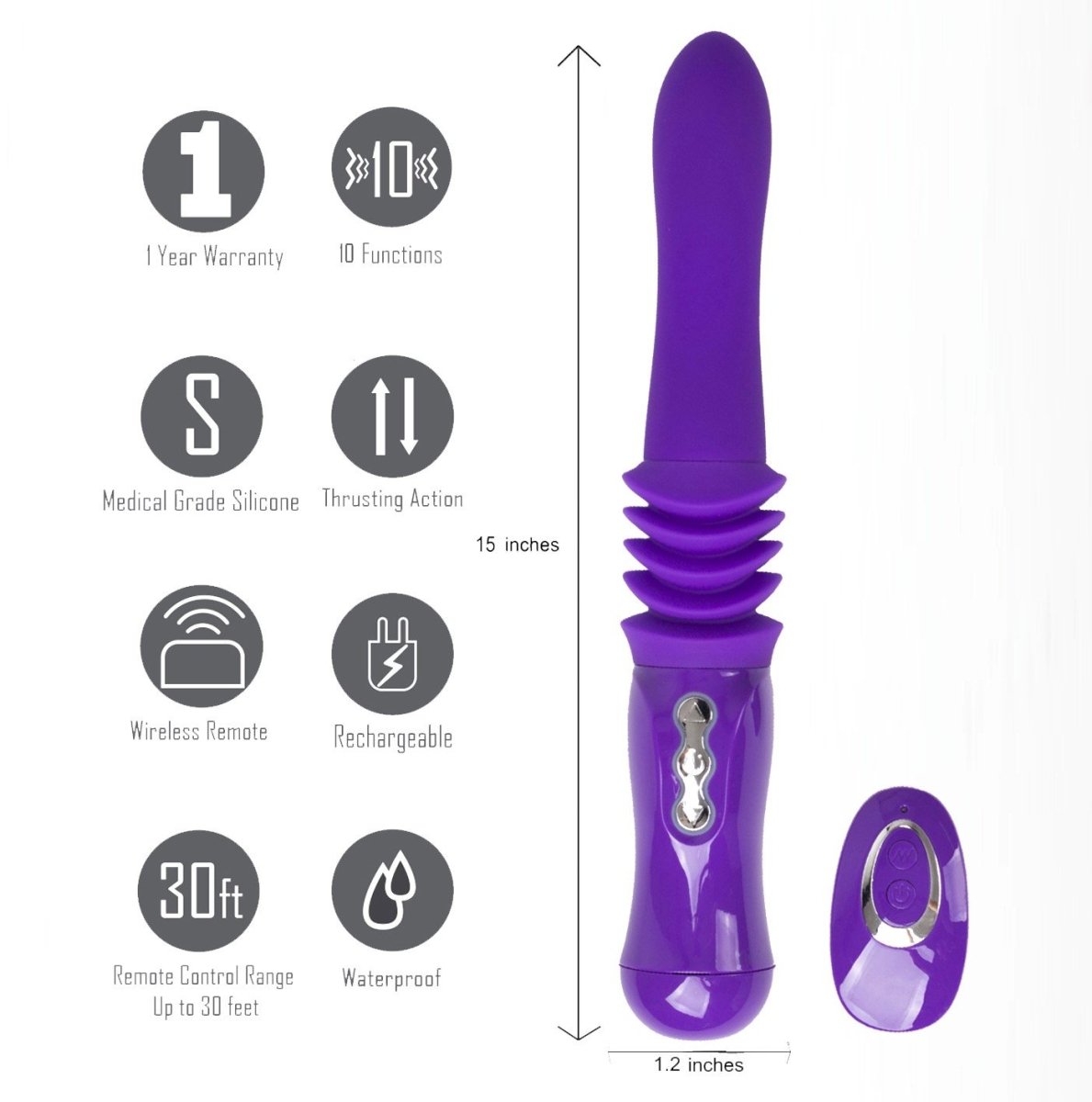 Maia Monroe Purple 38 cm USB Rechargeable Thrusting Vibrator