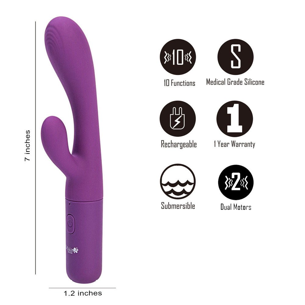 Maia RAYLA Purple 17.8 cm USB Rechargeable Rabbit Vibrator