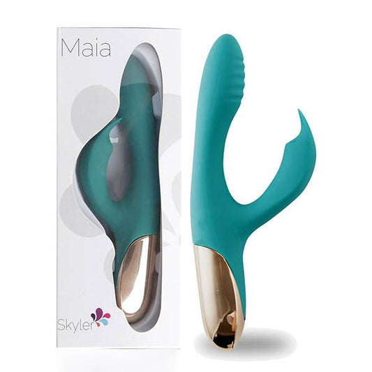 Maia Skyler - 21.6 cm Green USB Rechargeable Bendable Rabbit Vibrator