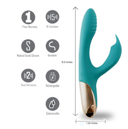 Maia Skyler - 21.6 cm Green USB Rechargeable Bendable Rabbit Vibrator