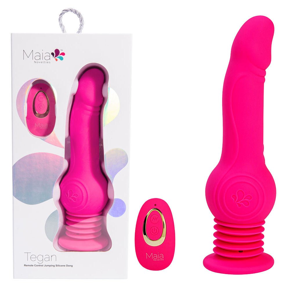 Maia TEGAN Pink 23.6 cm USB Rechargeable Jumping Vibrating Dong with Remote