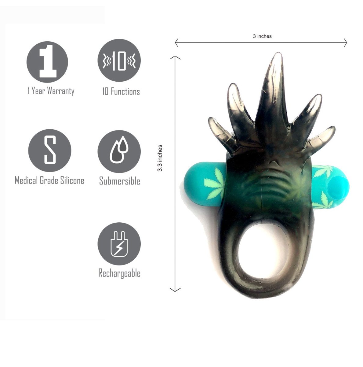 Maia Ziggy Hemp Green USB Rechargeable Vibrating Cock Ring