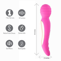 Maia Zoe - Pink USB Rechargeable Dual Vibrating Massage Wand