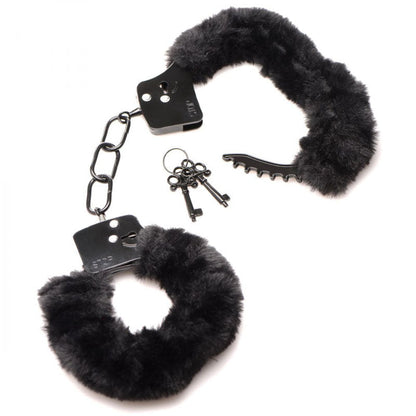 Master Series Cuffed in Fur - Black Fluffy Handcuffs