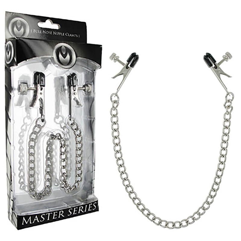 Master Series Ox Bull Nose Nipple Clamps - Metal Nipple Clamps with Chain