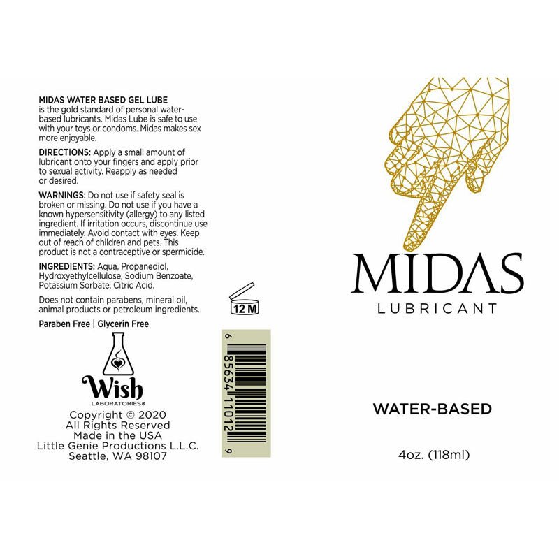 Midas Water Based Lube 118 ml Bottle