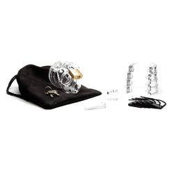 Mini - Me Black Chastity Cock Cage Kit - Clear 1.25 Inch Cock Cage Kit