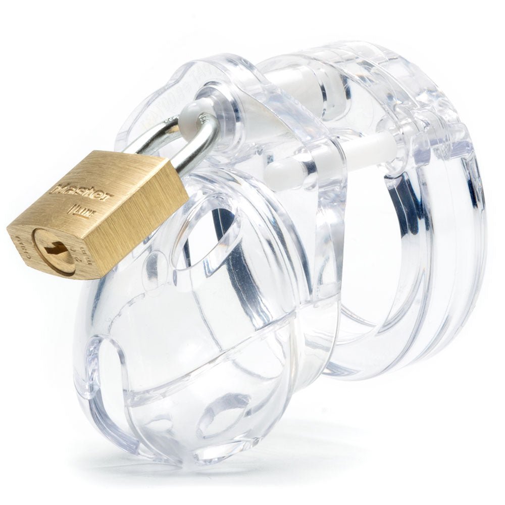 Mini-Me Black Chastity Cock Cage Kit - Clear 1.25 Inch Cock Cage Kit
