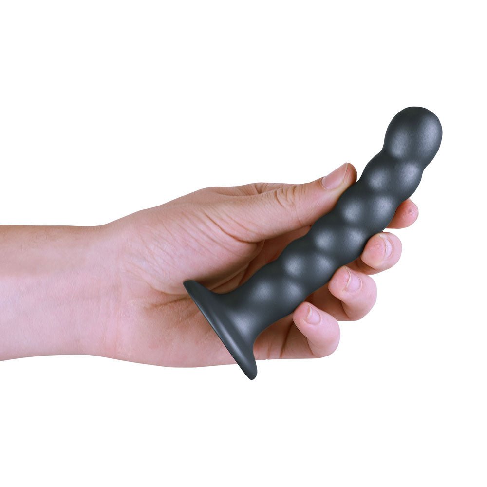 OUCH! Beaded Silicone G - Spot Dildo - Grey 5'' / 13cm