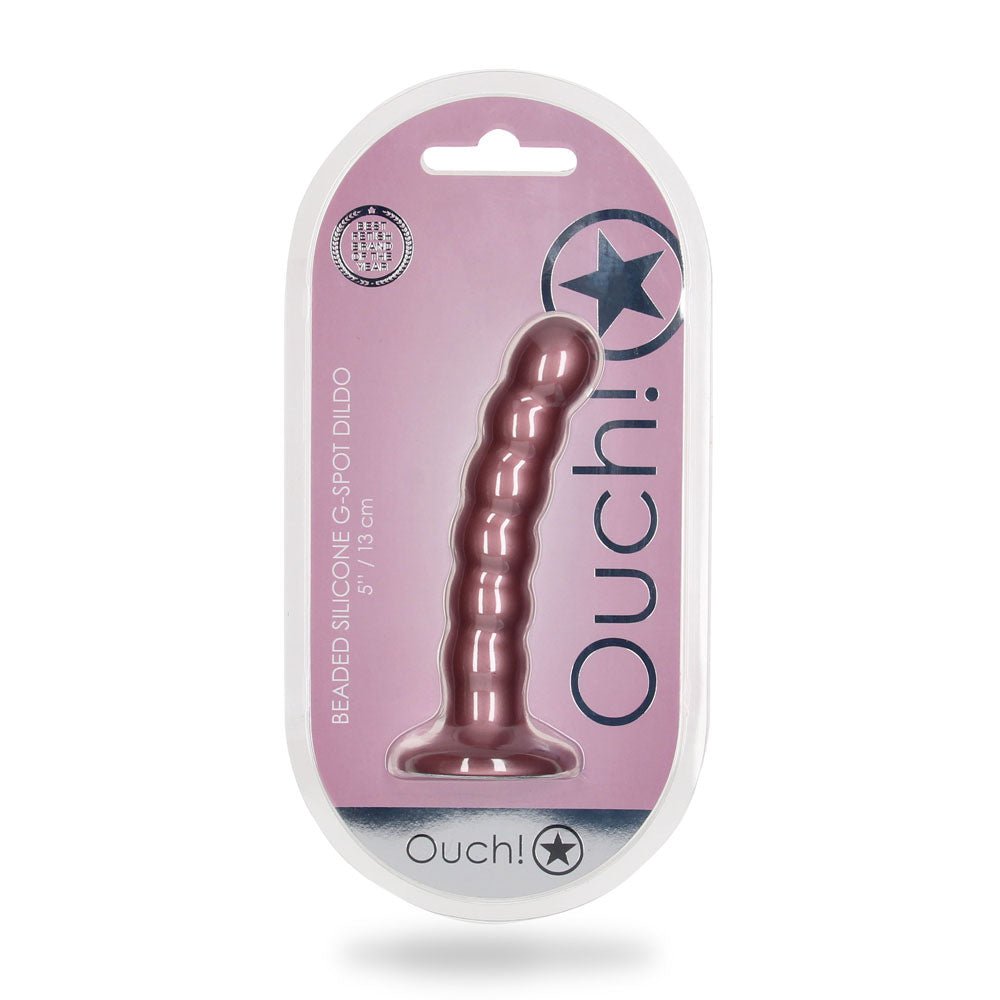 OUCH! Beaded Silicone G-Spot Dildo - Rose Gold 5'' / 13cm