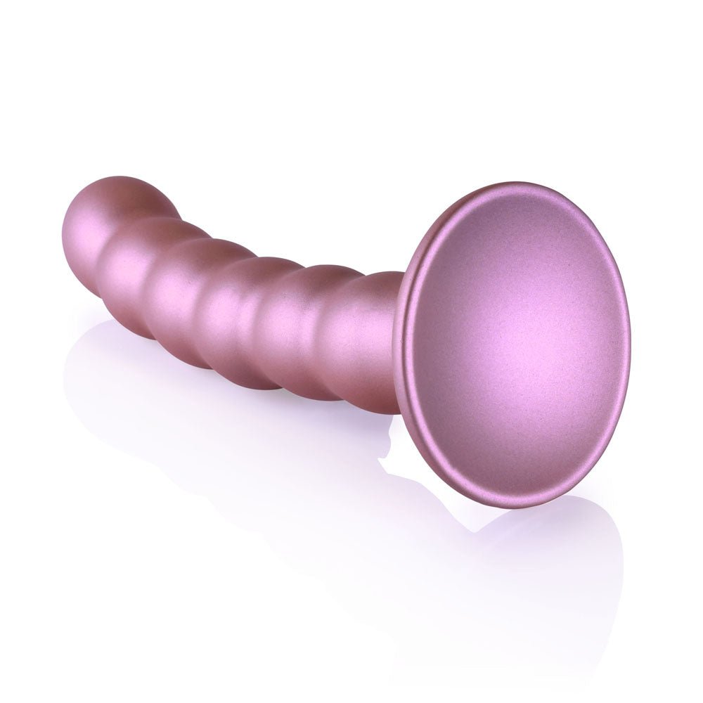 OUCH! Beaded Silicone G-Spot Dildo - Rose Gold 5'' / 13cm