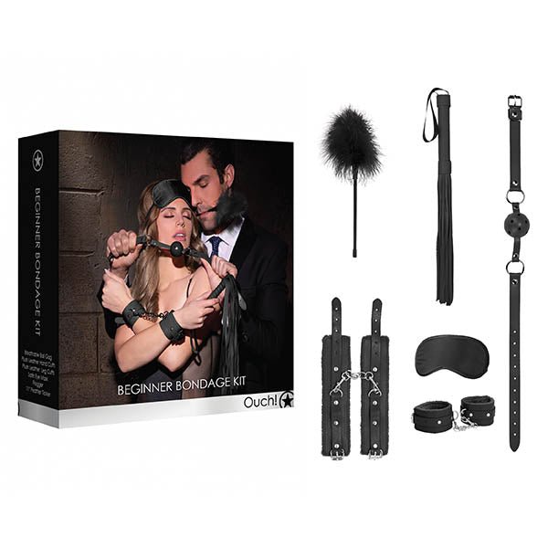 Ouch! Beginners Bondage Kit - Black - 5 Piece Set