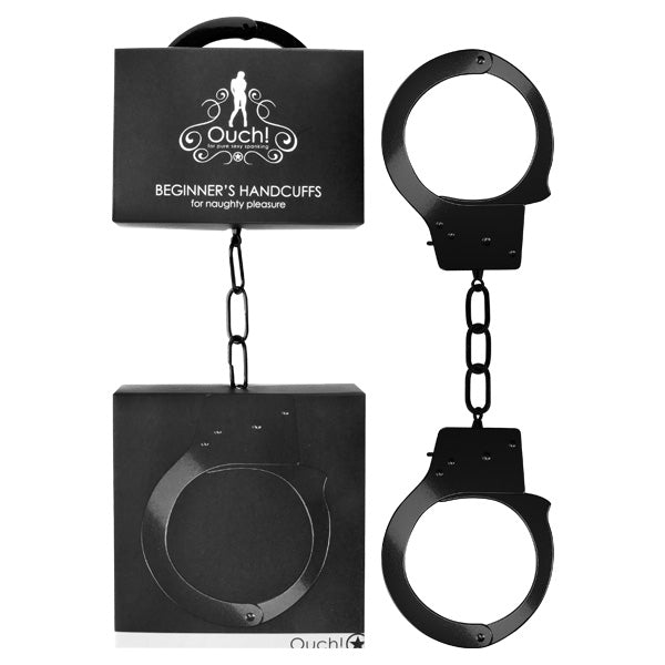 Ouch Beginner's Handcuffs - Black Metal Restraints