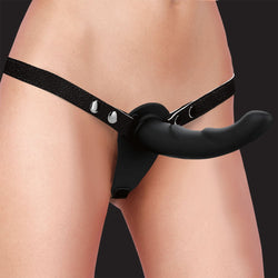 OUCH! Dual Silicone Ridged Strap-On - Black Double Ended Strap-On