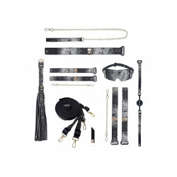 OUCH! Florence Collection Black Bondage Set with Bag - 8 Piece Kit