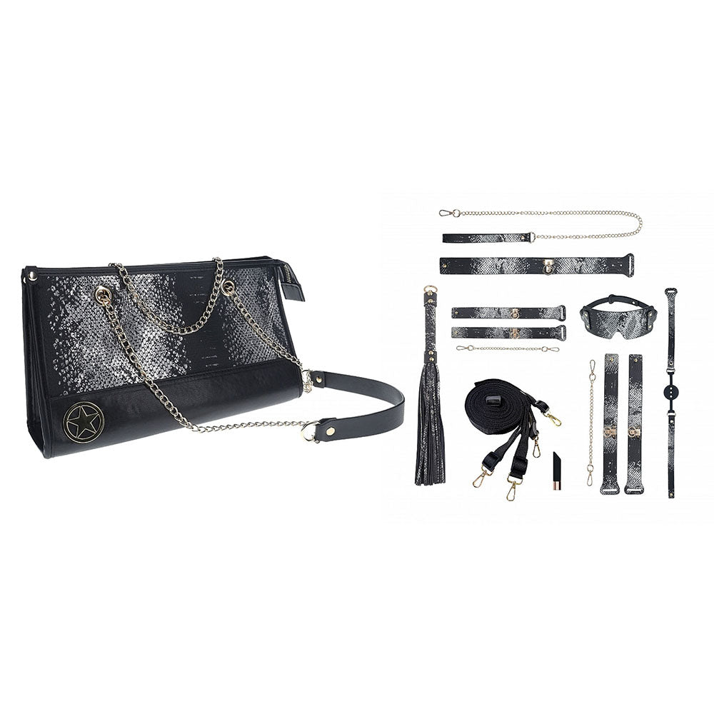 OUCH! Florence Collection Black Bondage Set with Bag - 8 Piece Kit