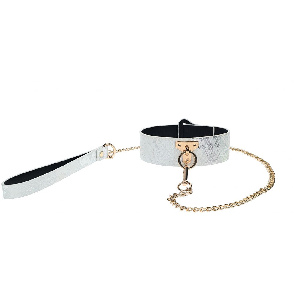 OUCH! Florence Collection - Collar with Leash White Restraint