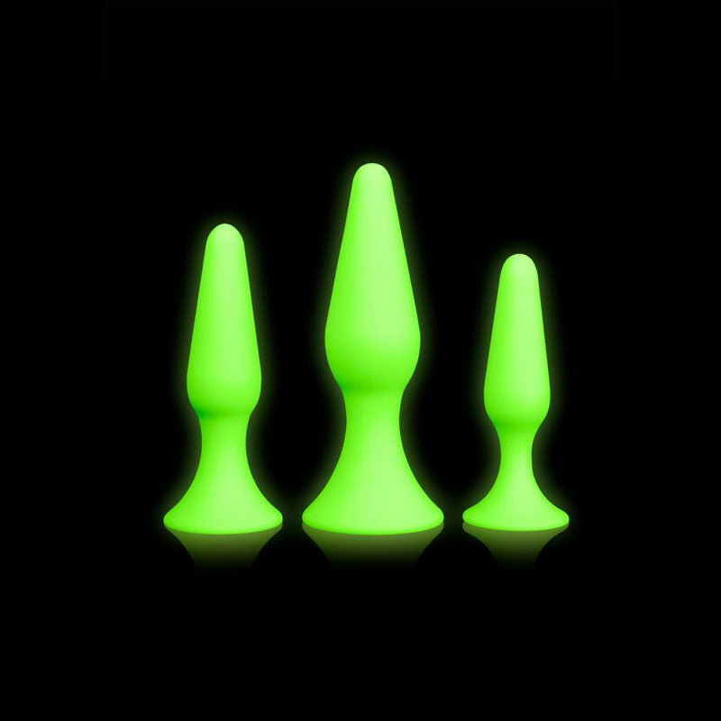 OUCH! Glow In The Dark Butt Plug Set - Glow in Dark Butt Plugs - Set of 3 Sizes