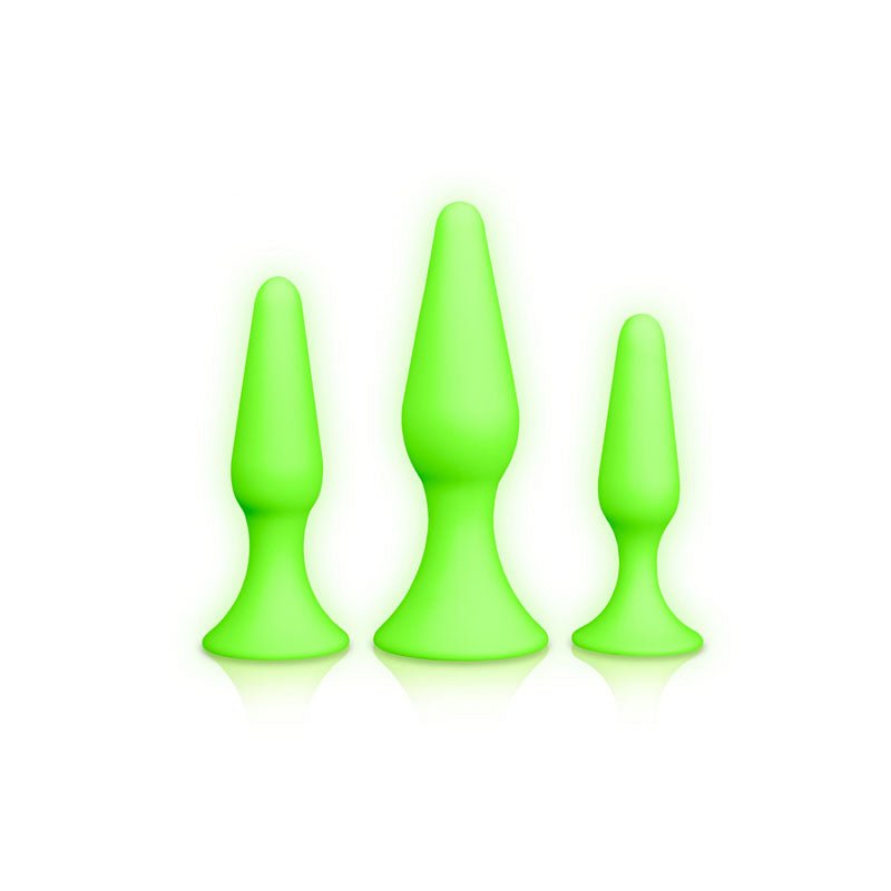 OUCH! Glow In The Dark Butt Plug Set - Glow in Dark Butt Plugs - Set of 3 Sizes