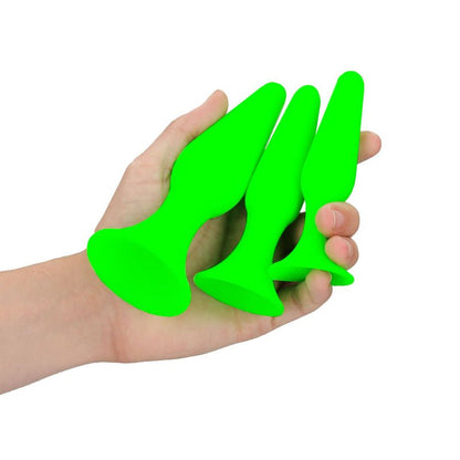 OUCH! Glow In The Dark Butt Plug Set - Glow in Dark Butt Plugs - Set of 3 Sizes